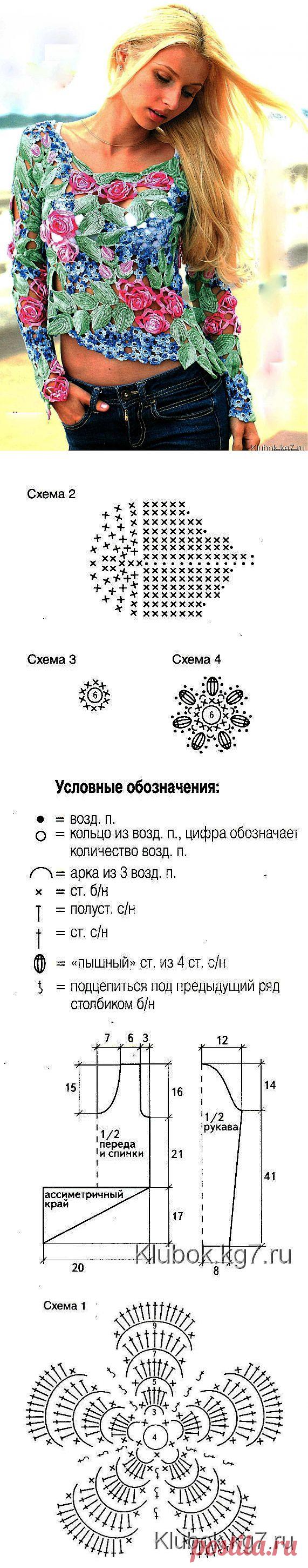 Пуловер из ирландского кружева