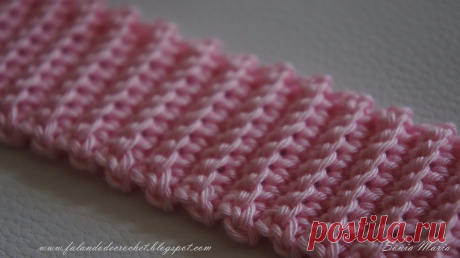 Гранёная резинка крючком. МК. / FALANDO DE CROCHET