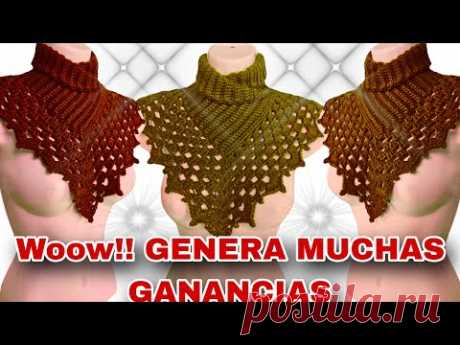 ⛔️ Woow!! Este CUELLO a crochet te Hará GENERAR muchas "GANANCIAS" Tejeló GRATIS hoy 😱