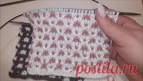 Ленивый жаккард спицами. Двухцветный узор спицами