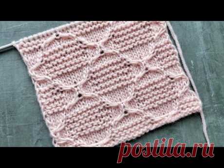 Красивый рельефный узор спицами 🔥  Для вязания свитера,  пледа,