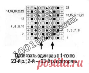 1001 узор. Узоры спицами. Патентные узоры, узор 1