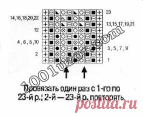1001 узор. Узоры спицами. Патентные узоры, узор 1