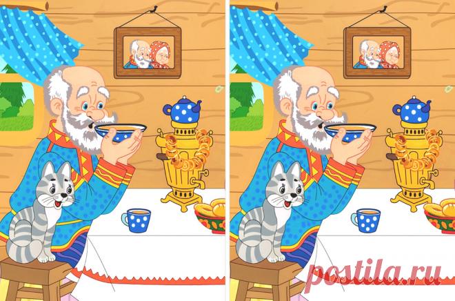 Задачки на внимательность. Найдите 4 отличия🔍 на картинке