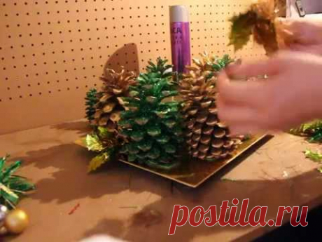 Поделки из шишек к новому году.