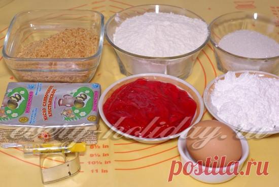 Миндальное печенье из миндальной муки, рецепт с малиновым желе