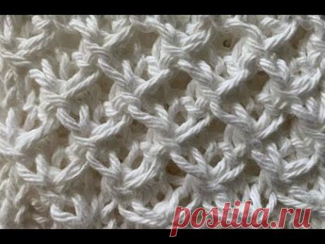 Узор ''Звёздочка объёмная''. Видео МК | Вязание спицами для начинающих