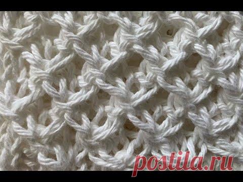Узор ''Звёздочка объёмная''. Видео МК | Вязание спицами для начинающих