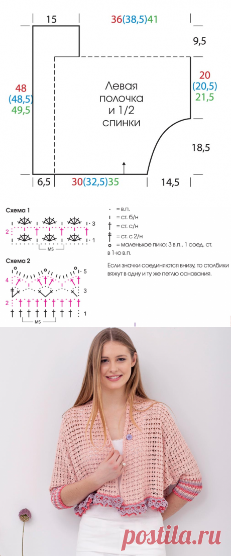 Ажурный жакет с рюшами - схема вязания крючком. Вяжем Жакеты на Verena.ru