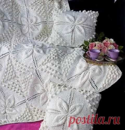 Белый плед "Зимушка"