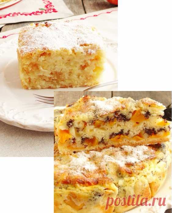 Сочный фруктово-манный пирог с заливкой