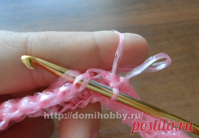 Вязание мочалки с вытянутыми петлями