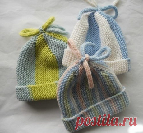 Шапочка для новорожденного мальчика спицами с описанием | vjazem.ru