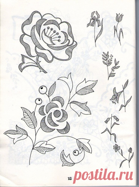 Вышивка ришелье (схемы, рисунки).