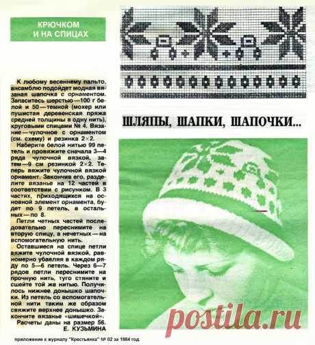 Вязаная шапочка с орнаментом