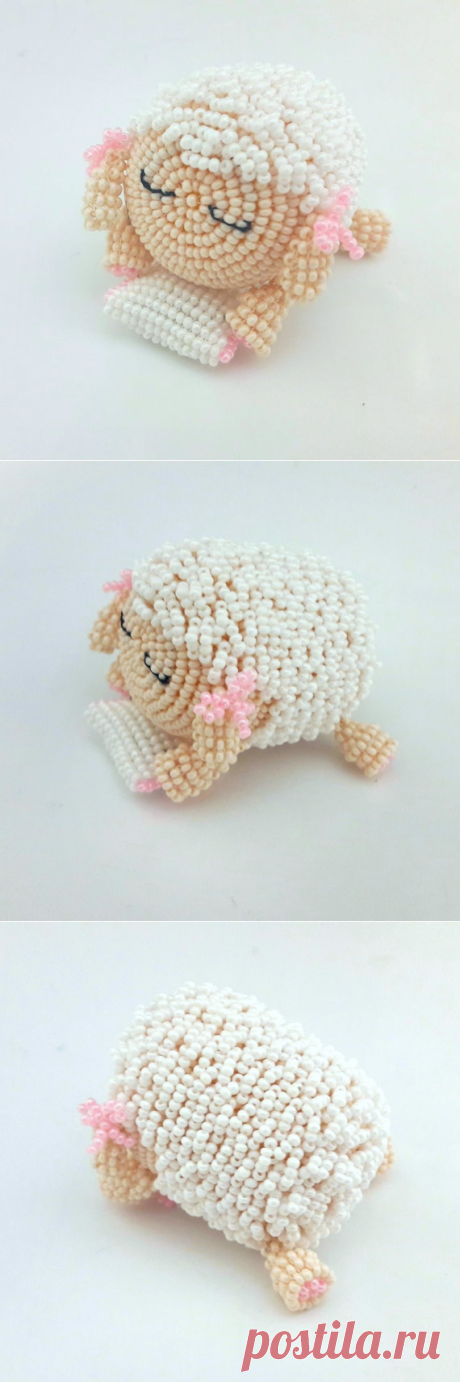 Cute sleeping lamb of beads pattern PDF Video Tutorial Kinder | Etsy