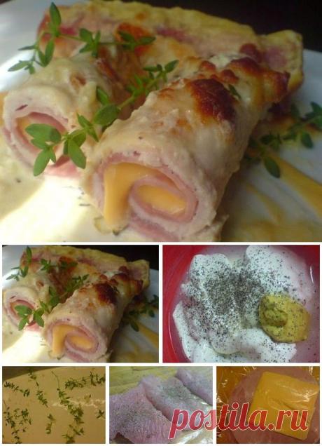 Лучшие кулинарные рецепты: Рулетики из куриной грудки в сырном соусе