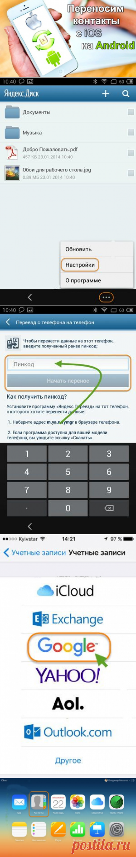 Одно из первых действий, которые желательно совершить после приобретения новенького смартфона, это переместить контакты с одного гаджета, на другой. 
Замечательно, что сейчас уже не те времена, когда для этого требовалось вручную переписать ваши контакты в тетрадку, а затем каждый из данных контактов вводить в новый телефон, где подобных имён может быть несколько сотен. В данной статье мы разберём, как скопировать такие номера с IPhone на Android, затратив минимум вашего времени. А именно