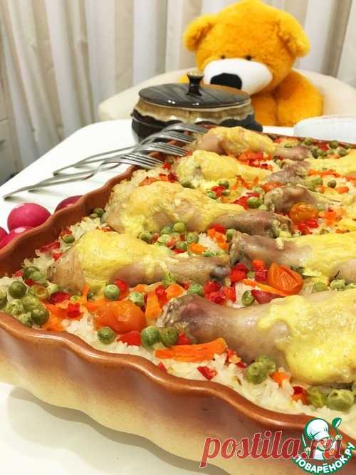 Рис с овощами и куриными ножками.