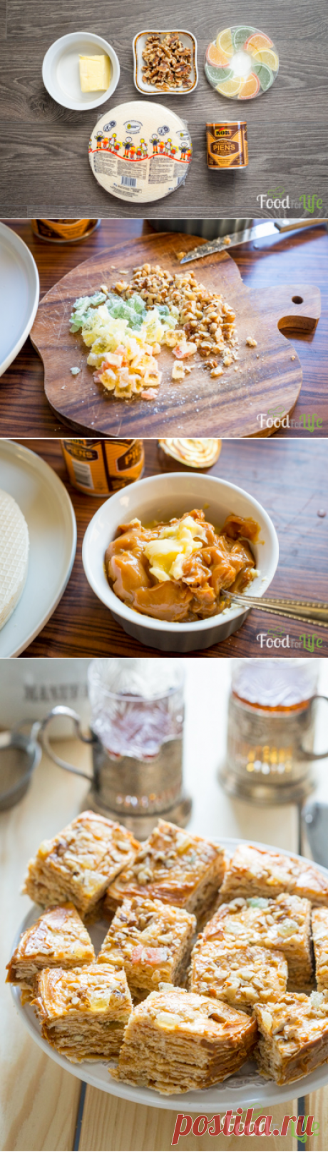 Вафельный торт с варёной сгущёнкой - рецепт с фото - FoodForLife