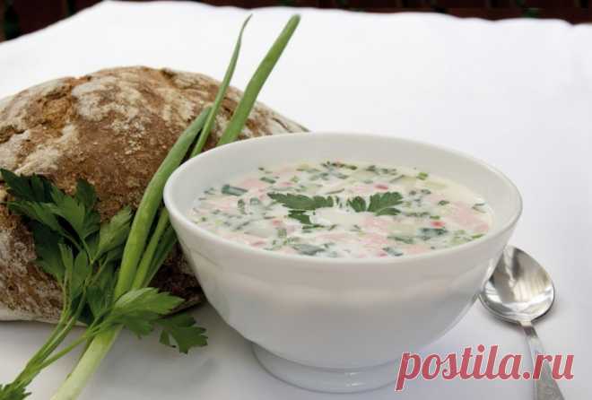 Окрошка классическая с колбасой на кефире