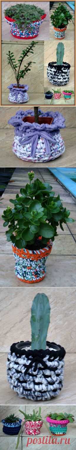 EU TAMBÉM CROCHETO...: Cachepots...