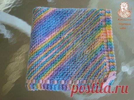 Одеяло для новорожденного, связанное по диагонали