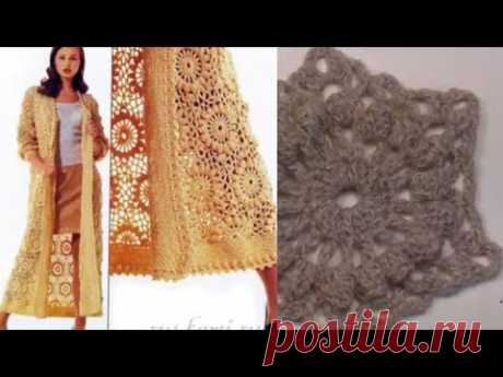 Шестигранный мотив к ажурному ПАЛЬТО - YouTube