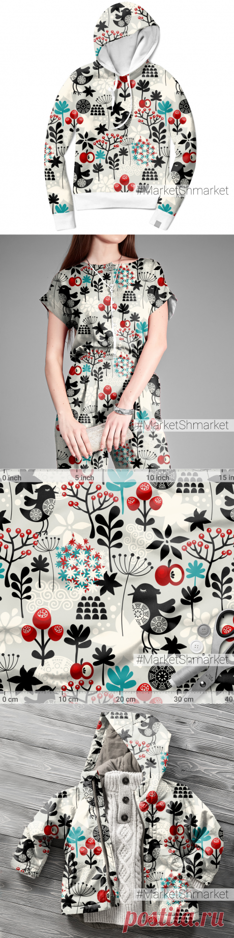 Ткань Тайна черных дроздов - закажи на #MarketShmarket.com любая ткань с любым принтом