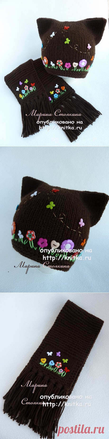 Шапка и шарфик Шоколад. Работы Марины Стоякиной, Вязание для детей