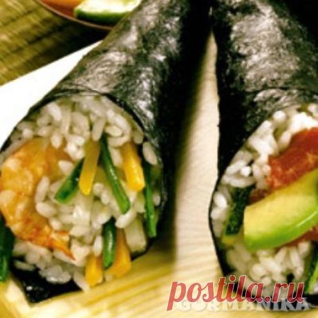 Вегетарианское: Кулечки темаки с омлетом и овощами - рецепт приготовления с фото