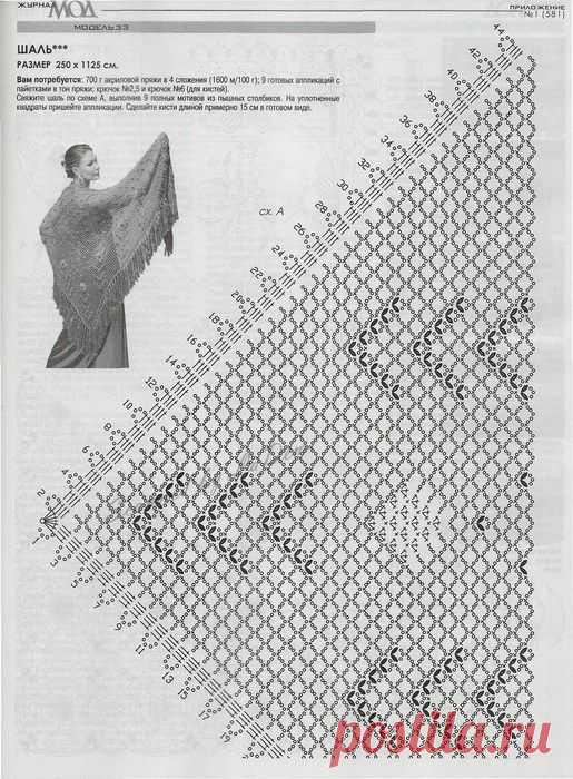 СИРЕНЕВАЯ АЖУРНАЯ ШАЛЬ С АППЛИКАЦИЕЙ ИЗ ПАЙЕТОК