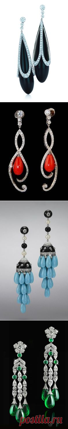 Art Deco Platinum Diamond & Onyx Earrings | JewelSpiration | Diamonds, Earrings and Art deco