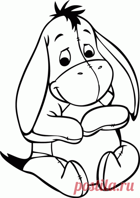 Popular Character Free Coloring Activity: Winnie the Pooh: Baby Eeyore Plays with Hooves