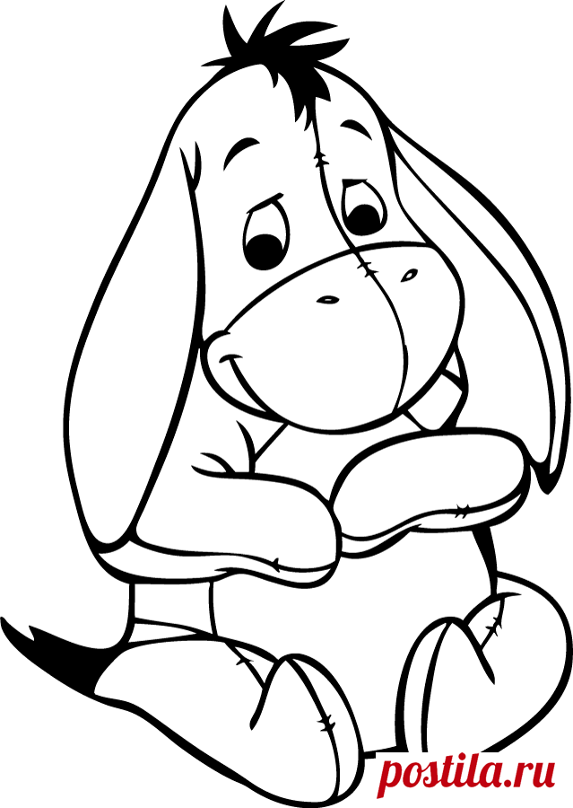 Popular Character Free Coloring Activity: Winnie the Pooh: Baby Eeyore Plays with Hooves