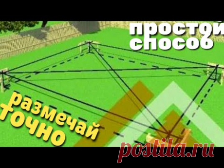 КАК РАЗМЕТИТЬ ФУНДАМЕНТ СВОИМИ РУКАМИ / КАК НАЙТИ ДИАГОНАЛИ ФУНДАМЕНТА / КАК ВЫСТАВИТЬ ПРЯМОЙ УГОЛ /