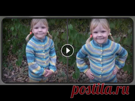 Кофта спицами на 5 - 6 лет, регланом сверху Вам понадобится: акрил 200 гр ( в 50 гр - 120 метров), спицы круговые №3, пуговки Кофточка связана спицами, регланом сверху, с ростком. подпишись и не...