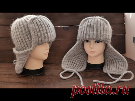 Тенд Осени 🔥 ШАПКА УШАНКА спицами 👑 Knitted Earflap Hat