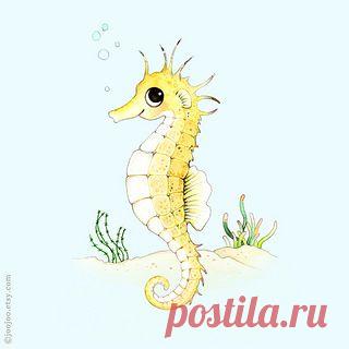 Watercolor painting . Seahorse | Flickr - Photo Sharing!