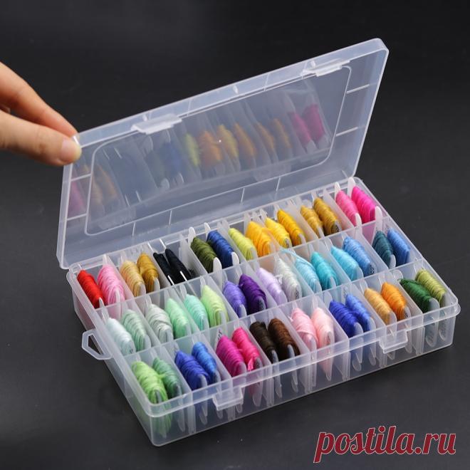 50 шт., набор нитей для вышивки крестиком и нить для вышивки, пластиковый органайзер, коробка для хранения, DIY рукоделие, швейные инструменты|Швейные инструменты и аксессуары| | АлиЭкспресс