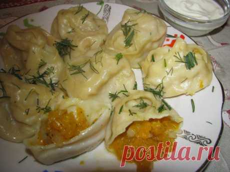 Вкусные рецепты. Манты с тыквой.