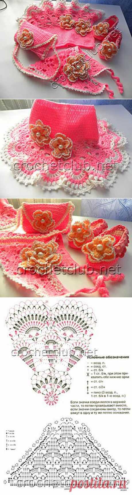 Розовый комплект для малышки - Вязание Крючком. Блог Настика