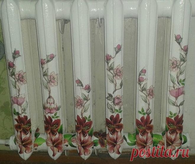 Она взяла салфетку, клей ПВА и превратила старую батарею в произведение искусства. И себе так хочу! • Mirumira.ru