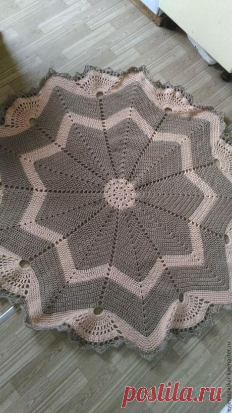 Купить Коврик "Звездочка" - бежевый, коврик ручной работы, коврик на пол, коврик крючком