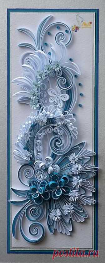 Quilling card - flowers ( 9 cm - 20 cm )