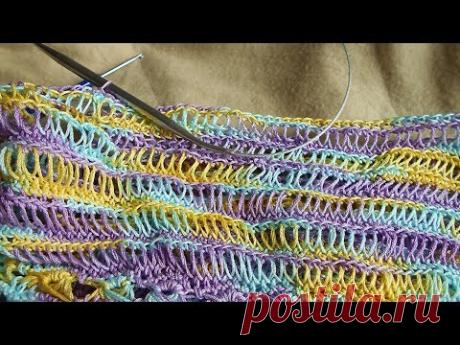 МК узора спицей и крючком. Узор для летних вещей