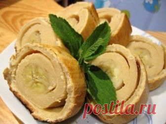 Творожный багет с банановой начинкой