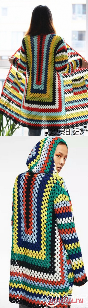 Пальто узором Бабушкин квадрат