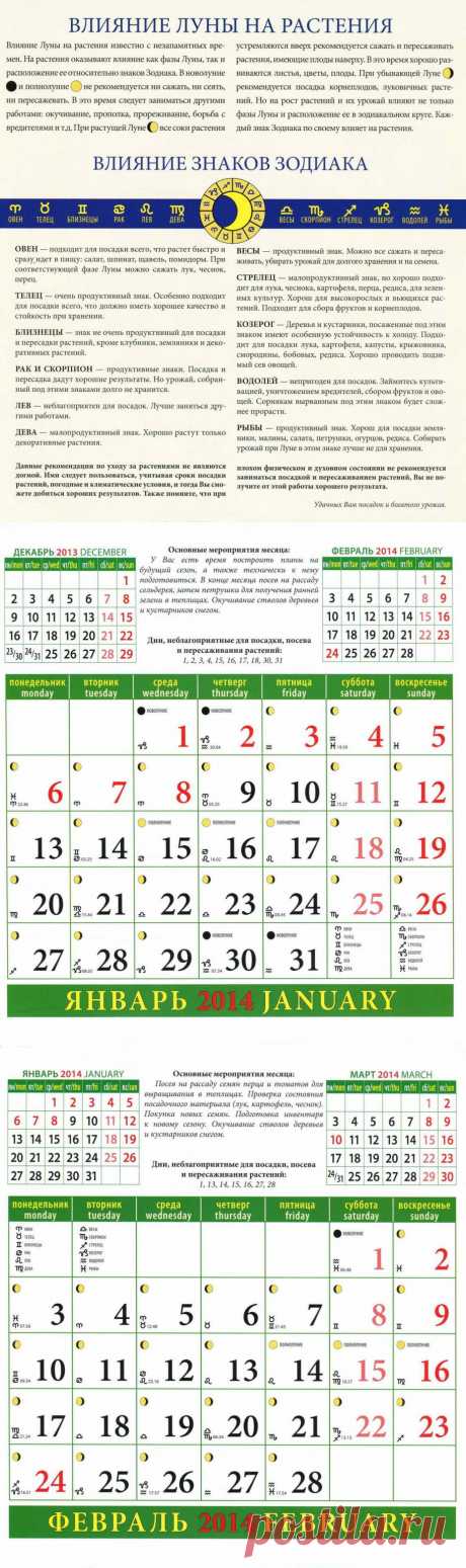 Лунный календарь садовода и огородника на 2014 год | Дача - впрок