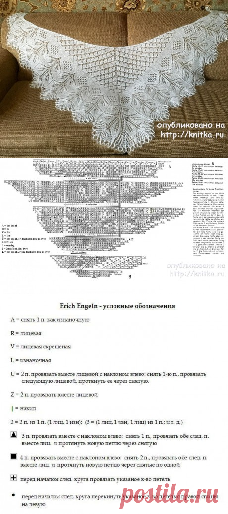 Шаль спицами по схеме Эриха Энгельна с описанием, Вязание для женщин
